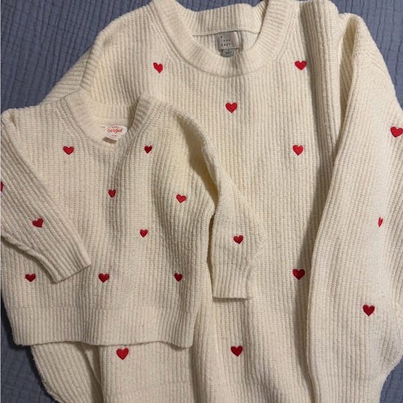 a new day Sweaters - Cat & Jack Cream Sweater with Red Heart Embroidery